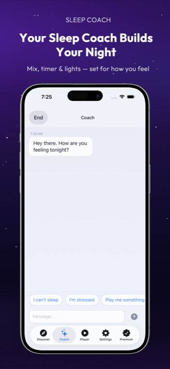 Drowze Sleep Coach chat with suggested responses