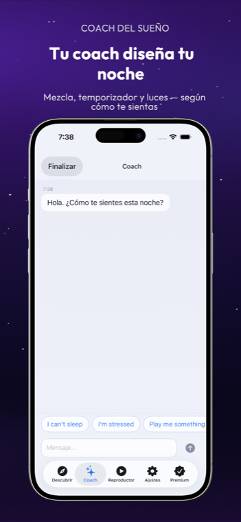 Drowze Coach de Sueño chat with suggested responses