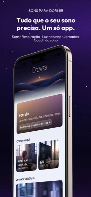 Drowze home screen with personalized soundscapes and a warm good morning card