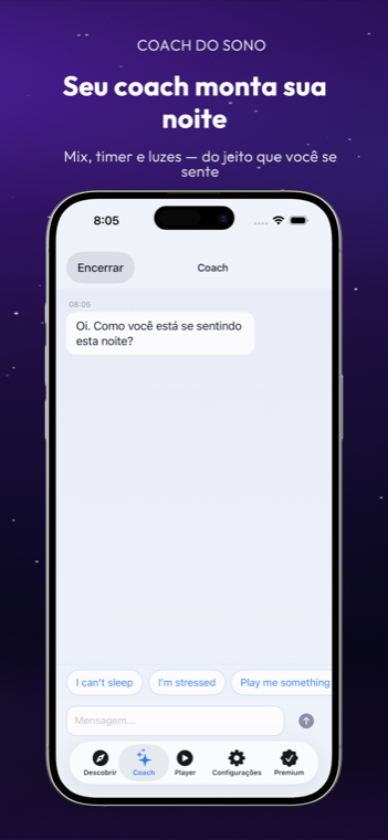 Drowze Coach de Sono chat with suggested responses