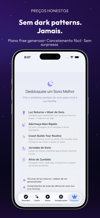 Drowze premium paywall with transparent pricing